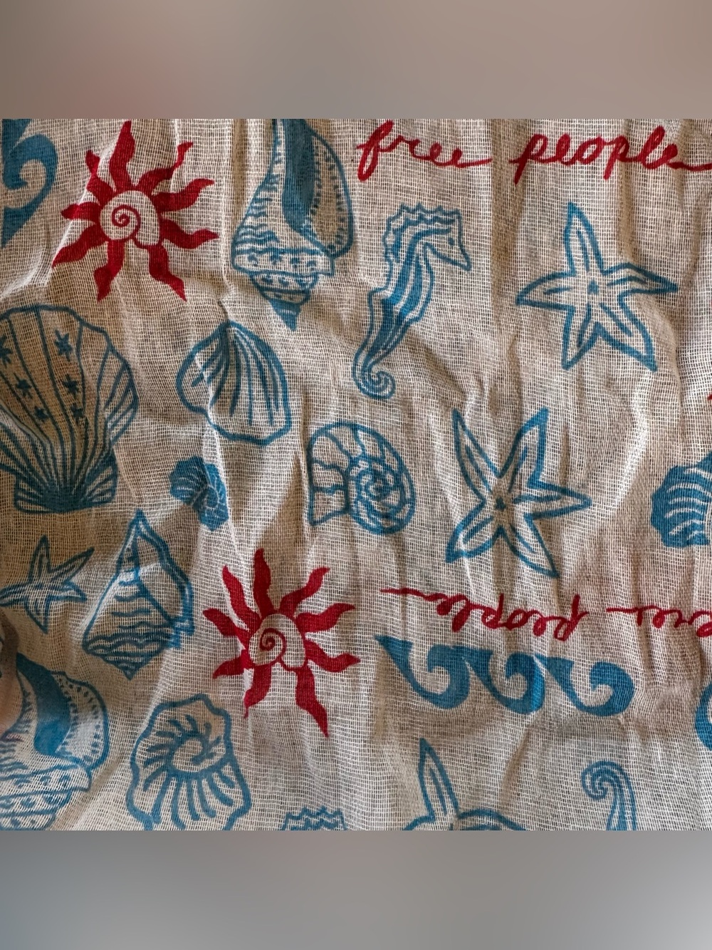 Free People Teal Seashell Tote Bag Boho Beach Resort Coastal - Picture 7 of 7